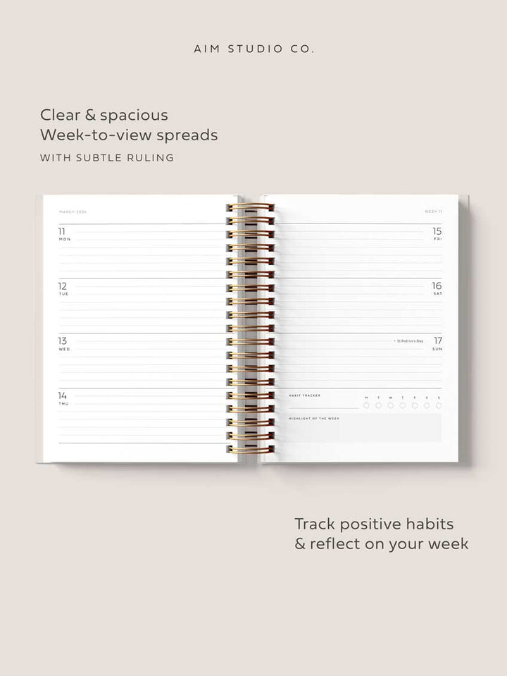 2024 Personalised A5 Week to View Diary, Rust
