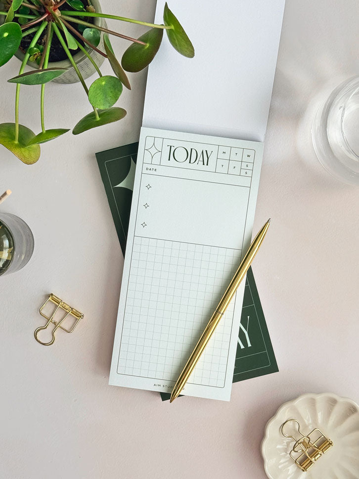 Slim To Do List Notepad with Retro Cover, Green
