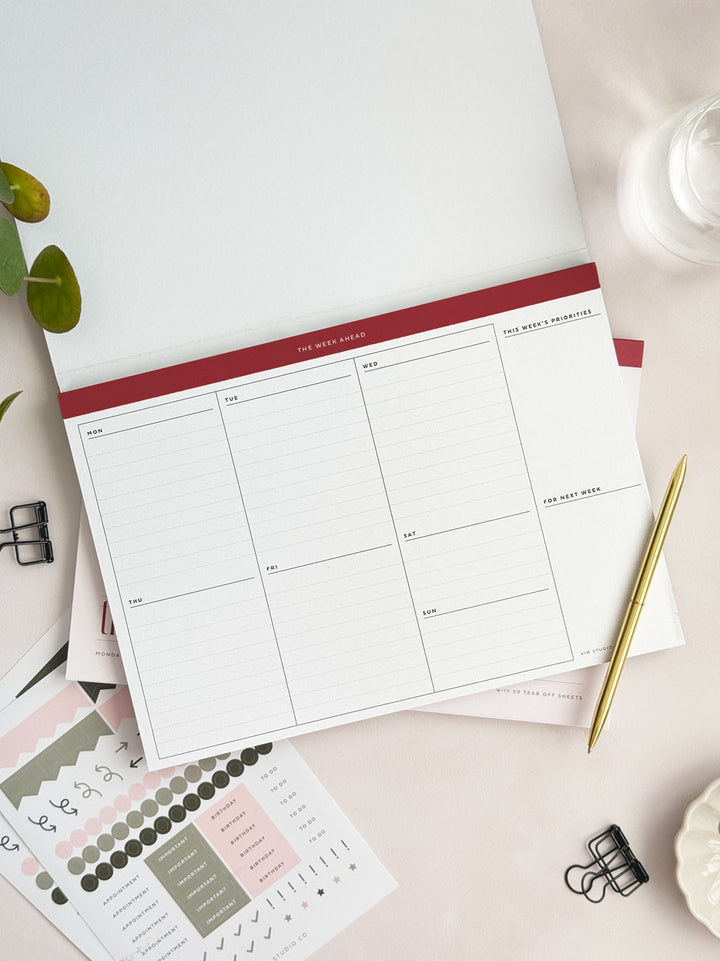 A4 Weekly Planner Notepad – Pale Pink