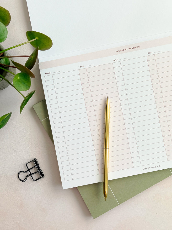 A4 Weekday Time Blocking Planner Notepad - Pale Pink