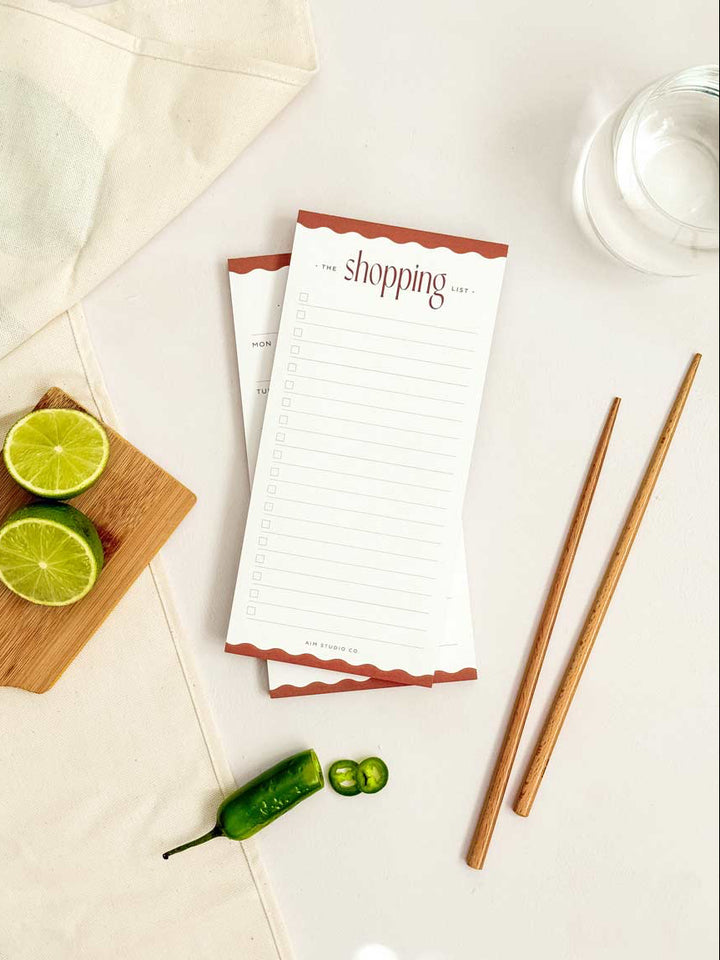 Magnetic Meal Planner & Shopping List Set | Wavy Tear-Off Notepads