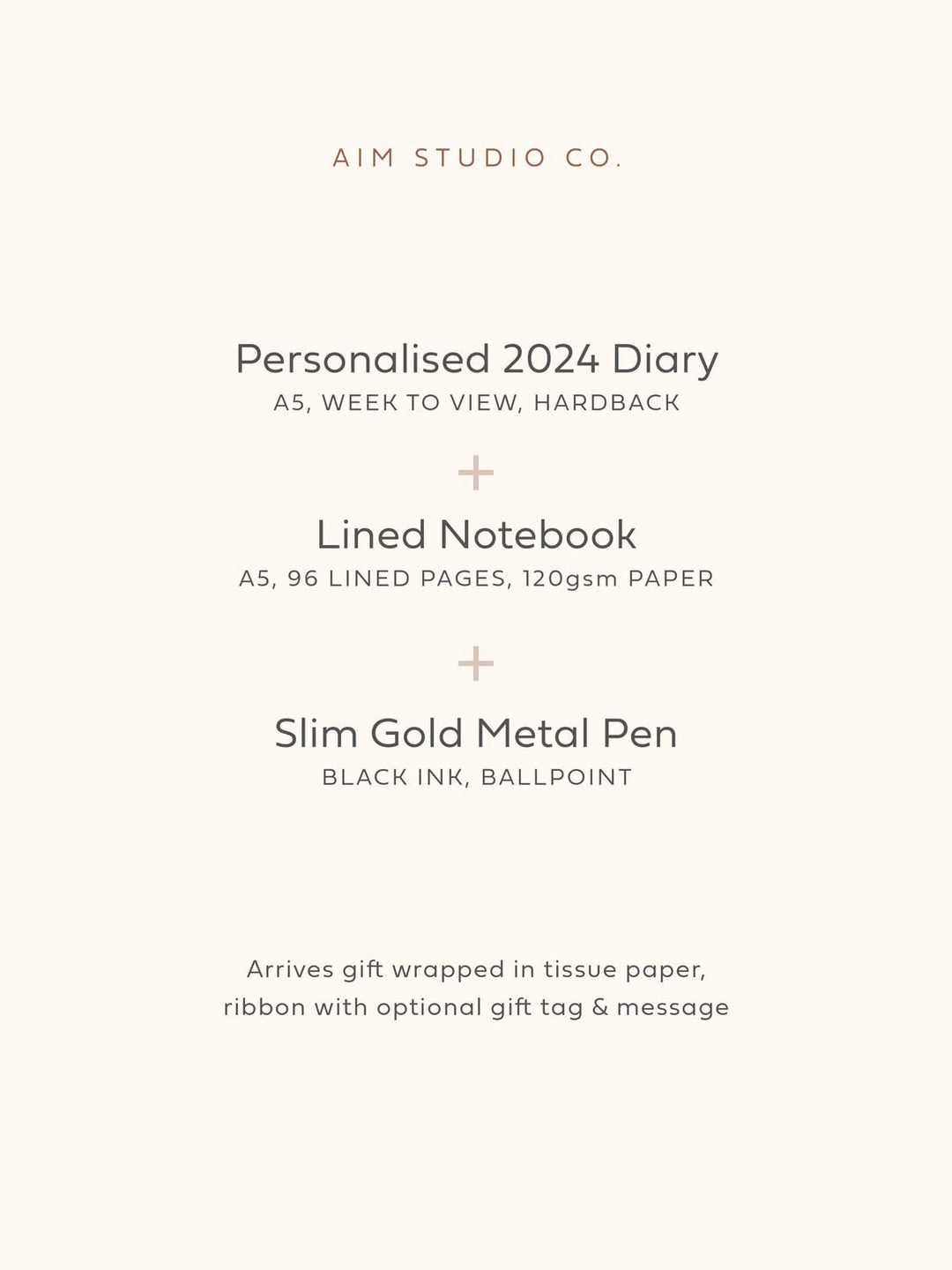 2024 Pink Personalised Letterbox Gift Bundle | Diary, Notebook & Pen Set