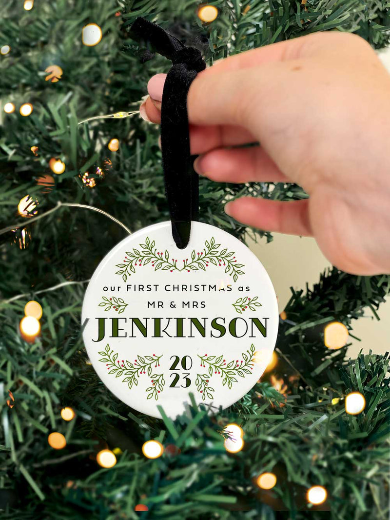 Mr & Mrs First Christmas Married Personalised Bauble