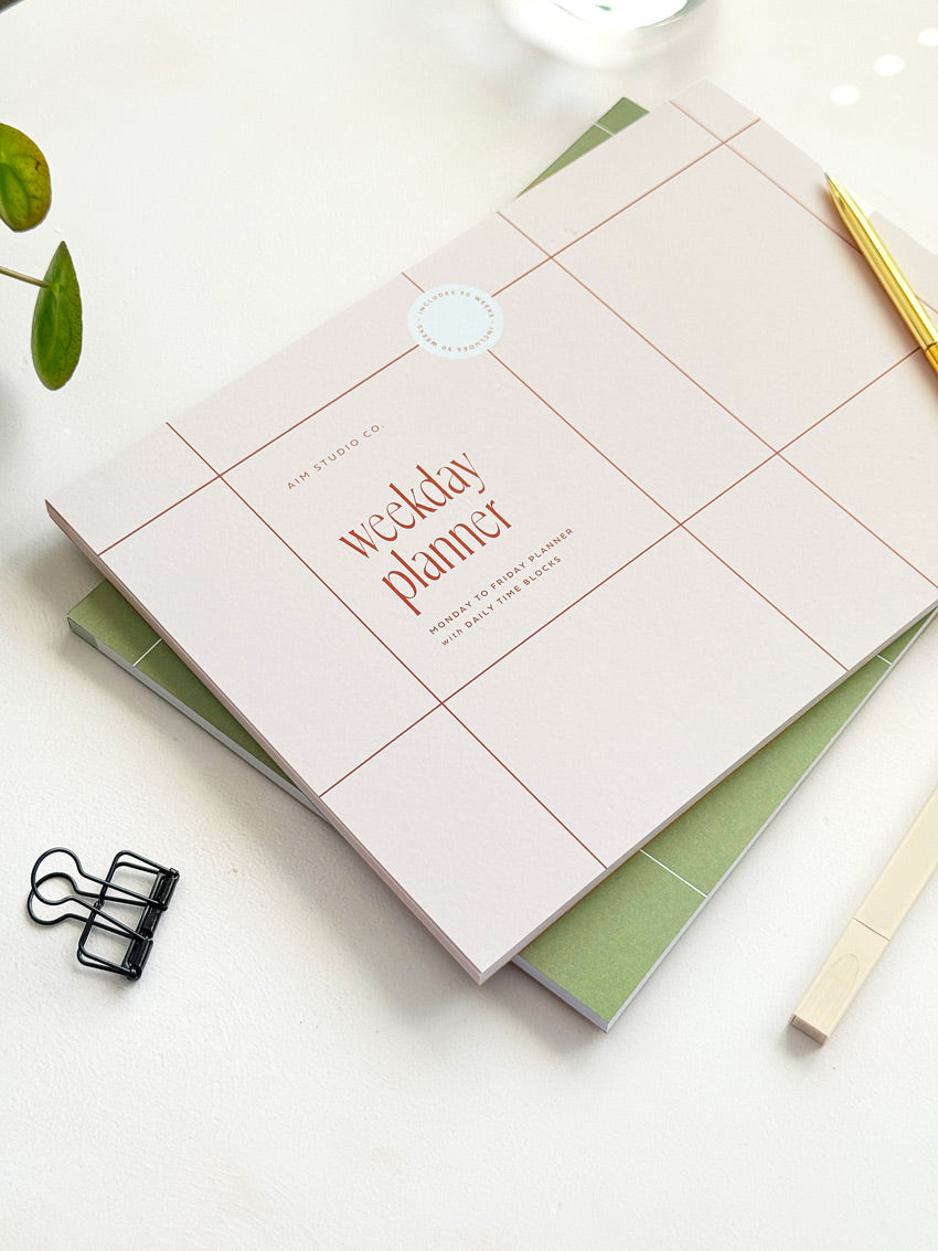 A4 Weekday Time Blocking Planner Notepad - Pale Pink