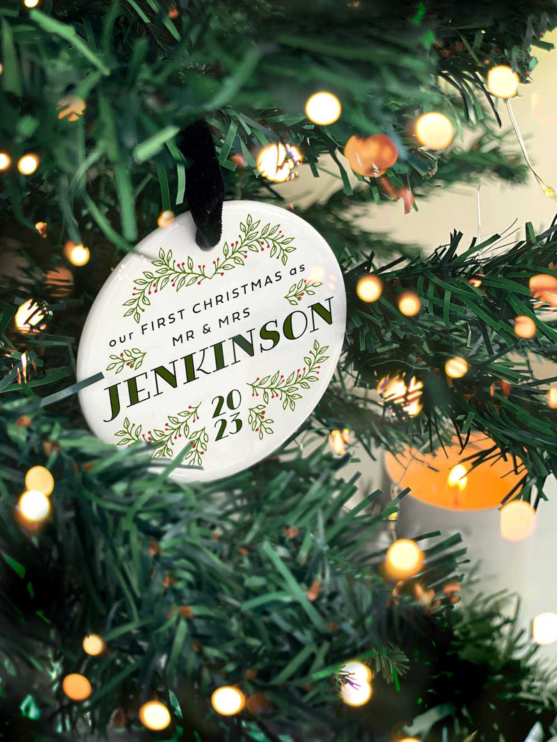 Mr & Mrs First Christmas Married Personalised Bauble