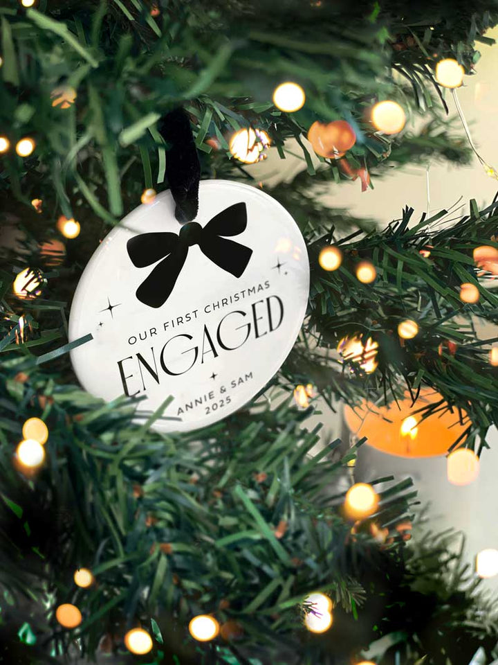 Personalised 'First Christmas Engaged' Ceramic Bauble