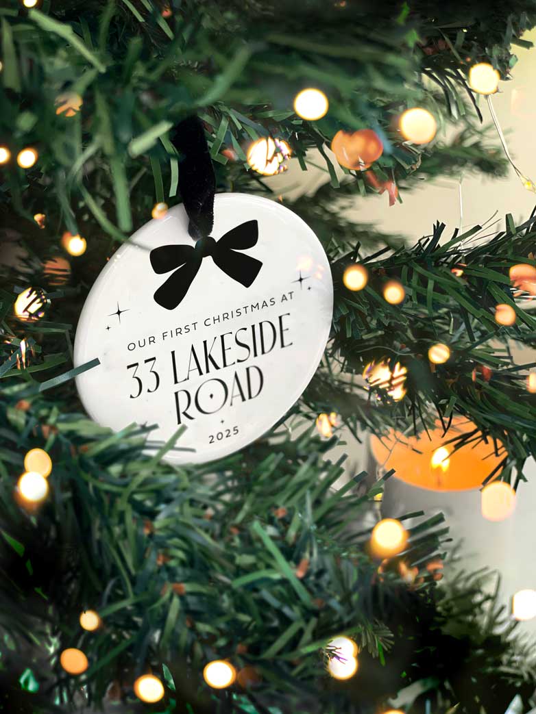 Personalised First Christmas in New Home Ceramic Bauble