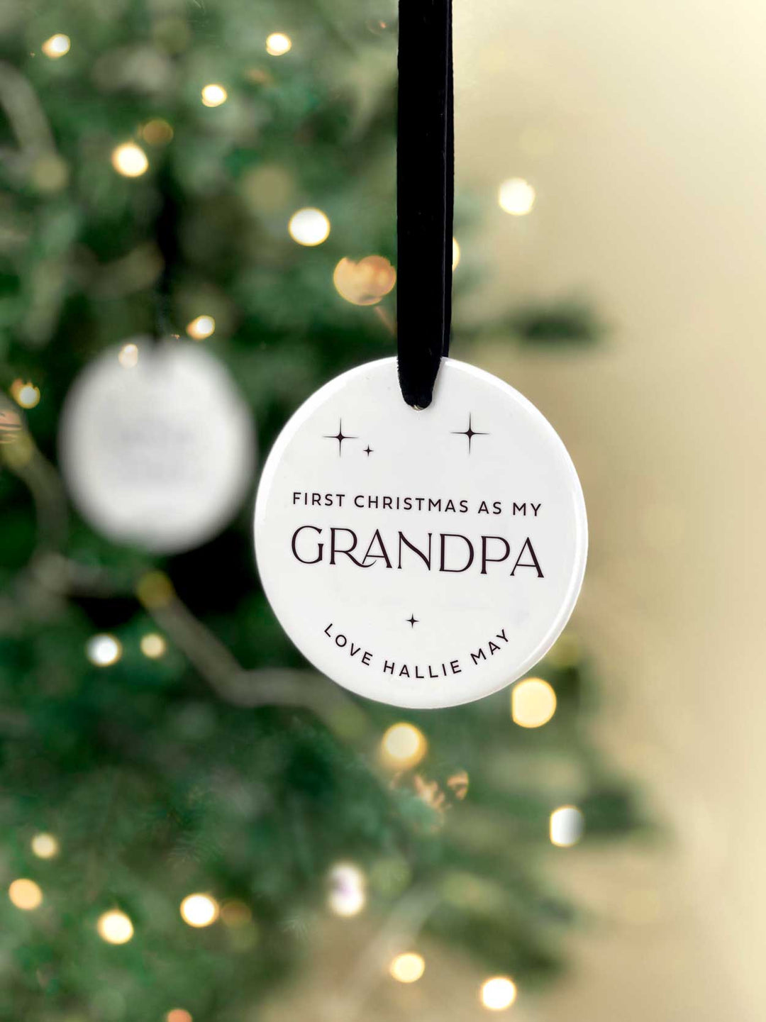 Personalised 'First Christmas as' Grandparent Ceramic Bauble