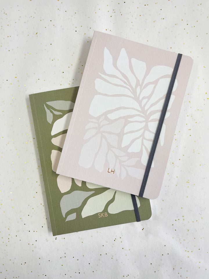 Floral Lined Notebook with A5 'Linen' Cover & Monogram