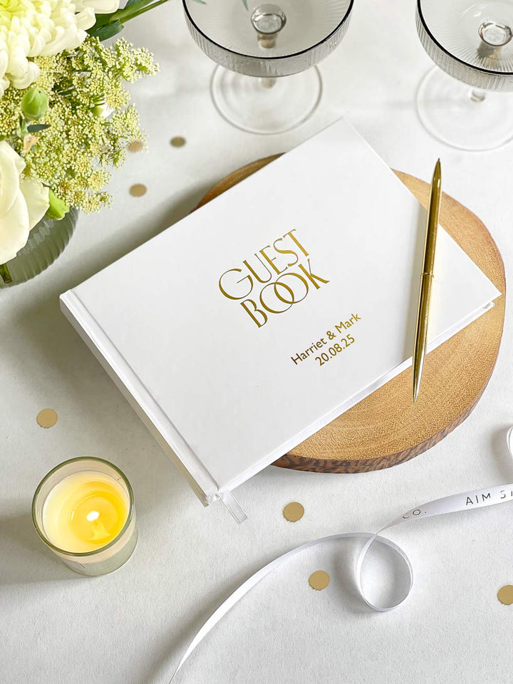 SECONDS | ONE-OFF: Personalised Hardcover Wedding Guest Book with Gold Foil