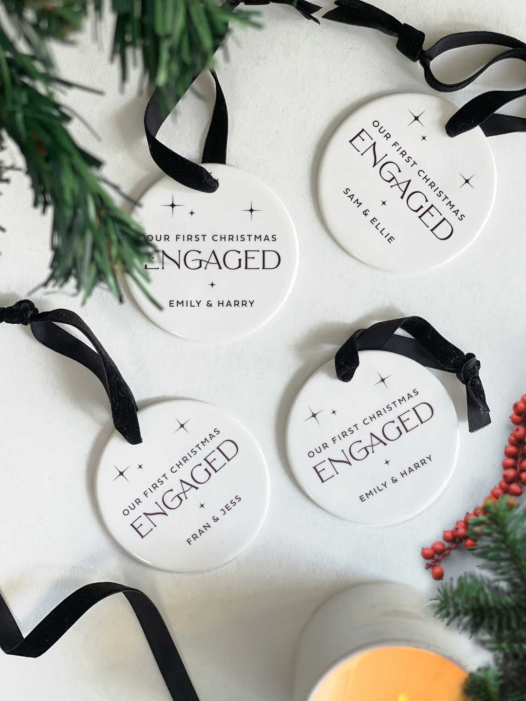 'Our First Year Engaged' Personalised Christmas Bauble