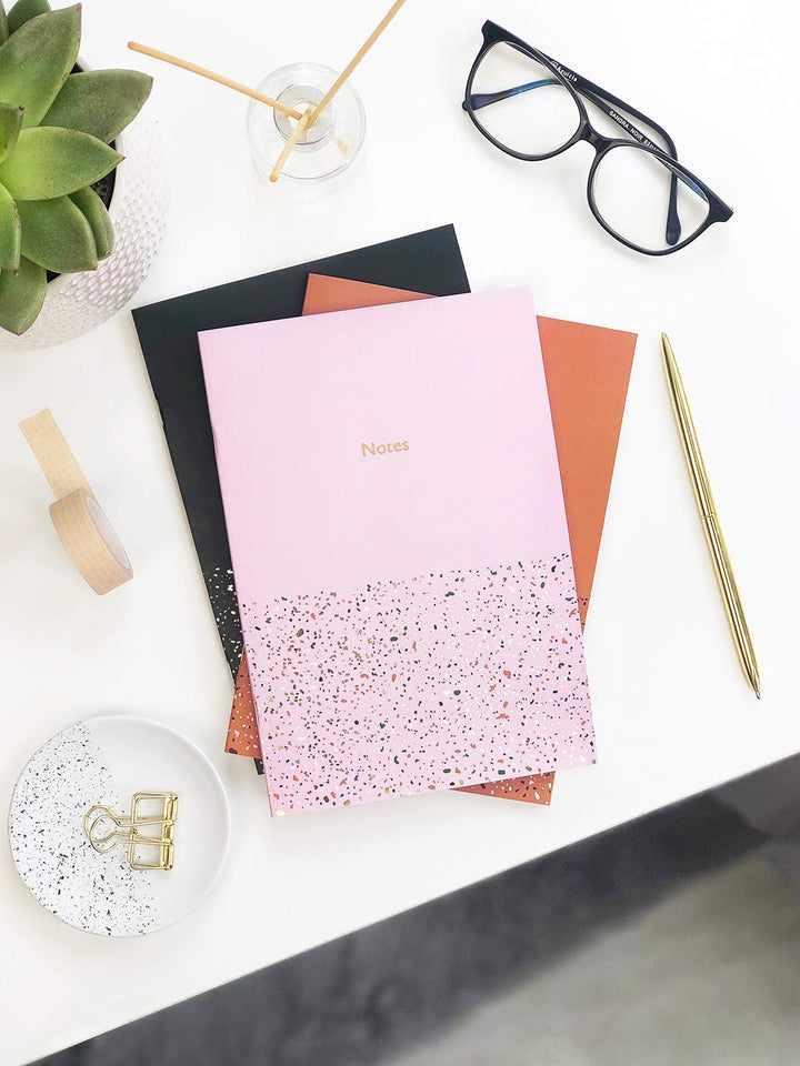 CLEARANCE | Pink & Gold Terrazzo Notebook