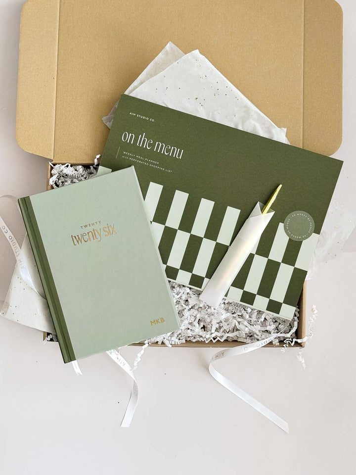 2026 Diary, Meal Planner & Pen Bundle: Green