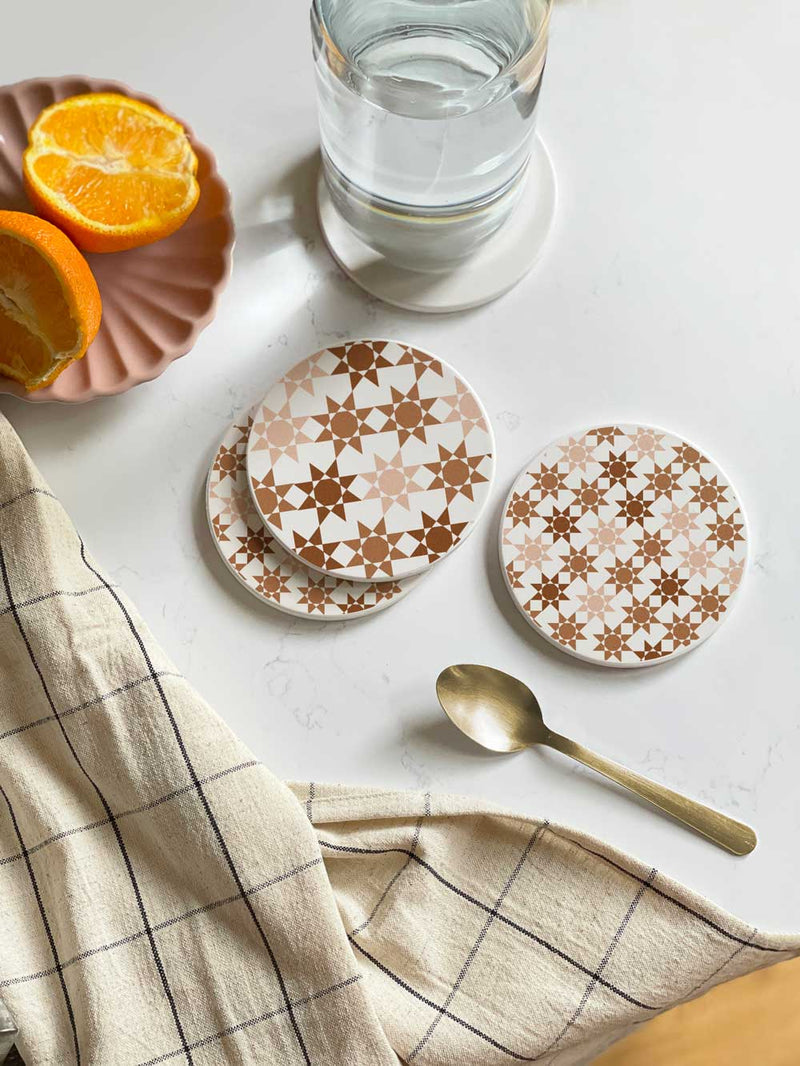 Patterned Tile Ceramic Coaster Set