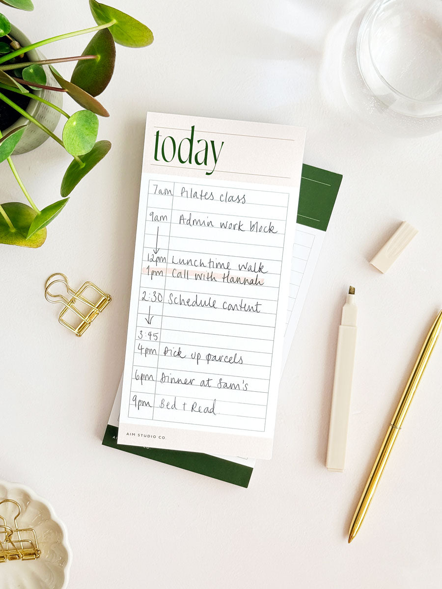 Daily Time Blocking Planner Notepad | Pale Pink