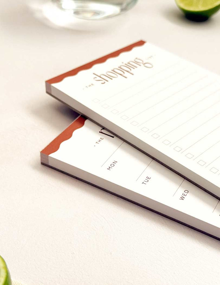 Magnetic Meal Planner & Shopping List Set | Wavy Tear-Off Notepads