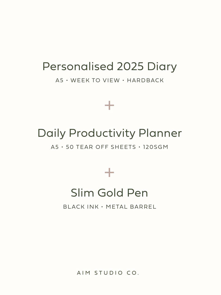 Ring-bound 2025 Diary, Daily Planner & Pen Bundle