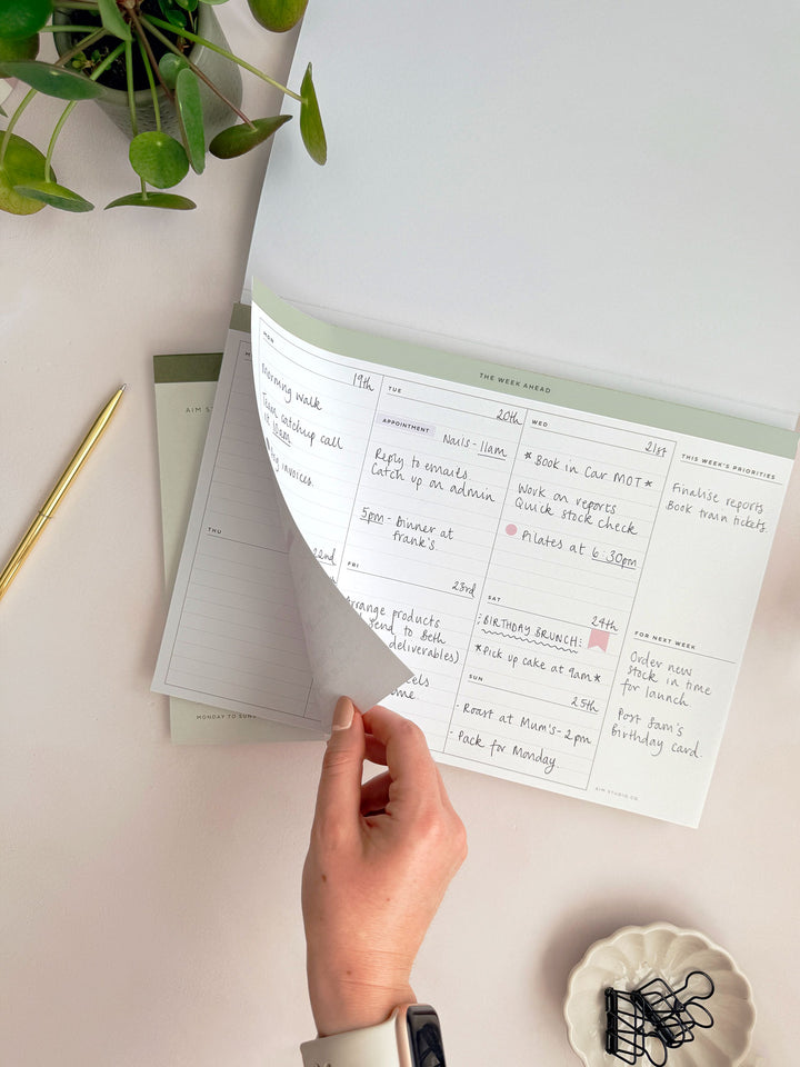 A4 Weekly Planner Notepad – Sage Green
