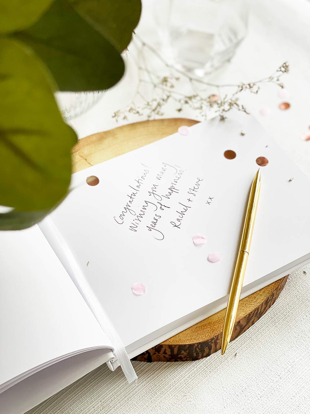 Personalised Hardcover Wedding Guest Book with Gold Foil
