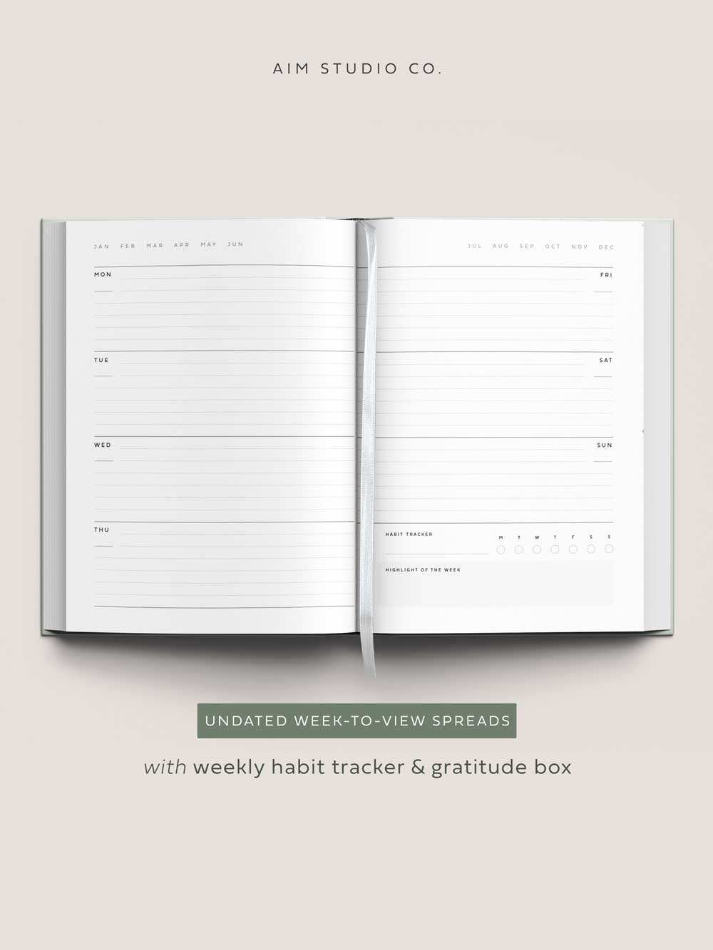 Personalised Week to View A5 Undated Planner