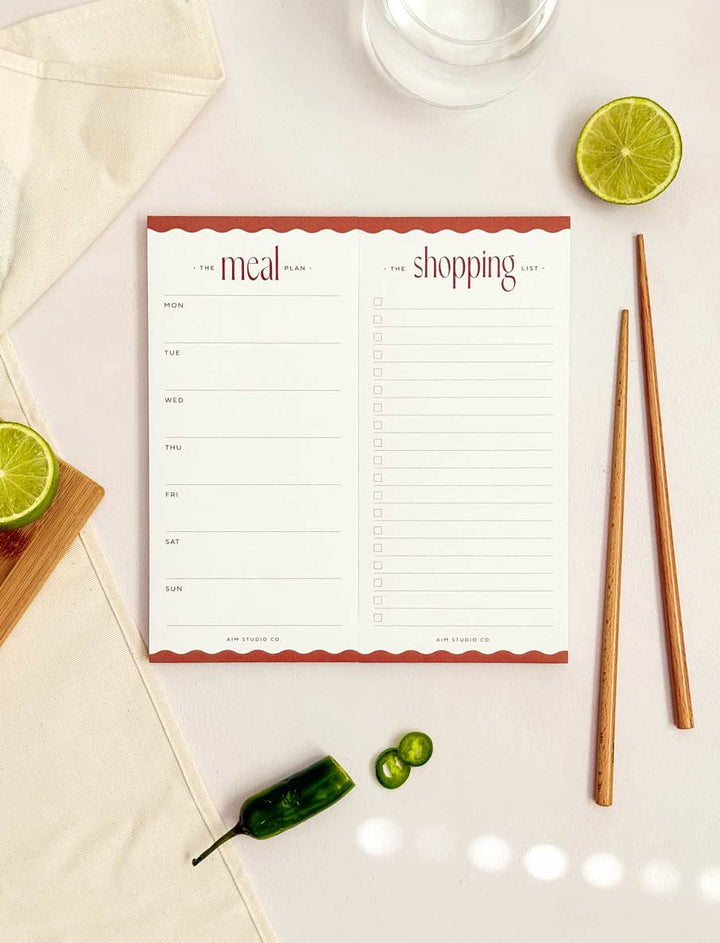 Magnetic Meal Planner & Shopping List Set | Wavy Tear-Off Notepads
