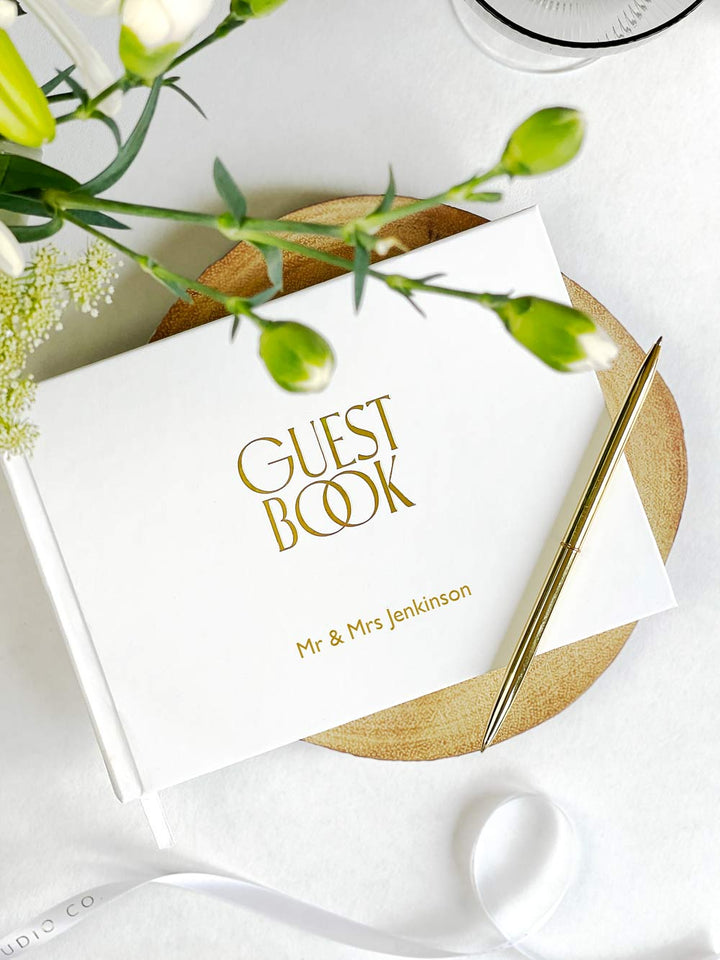 SECONDS | ONE-OFF: Personalised Hardcover Wedding Guest Book with Gold Foil