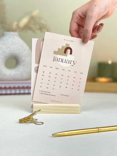 2024 Desk Calendar with Wood Stand