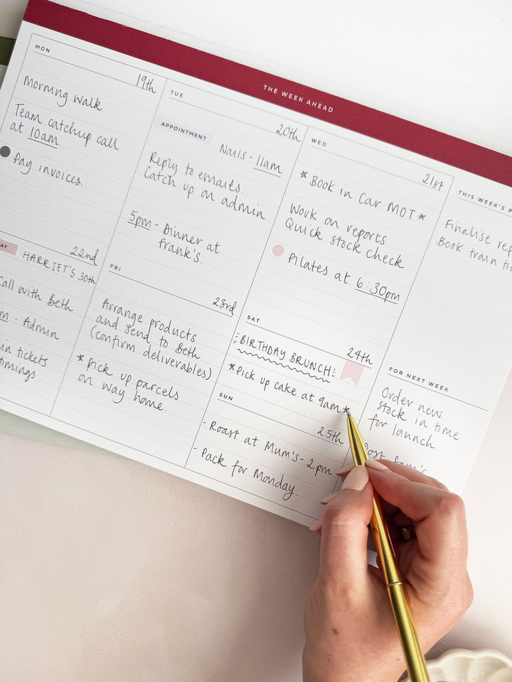 A4 Weekly Planner Notepad – Pale Pink