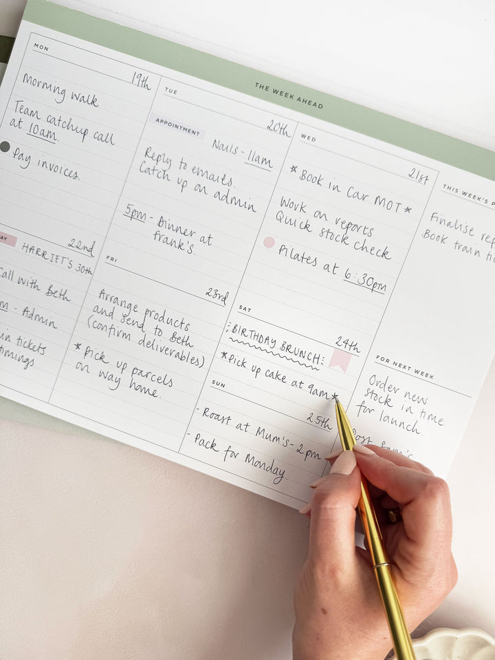 A4 Weekly Planner Notepad – Sage Green