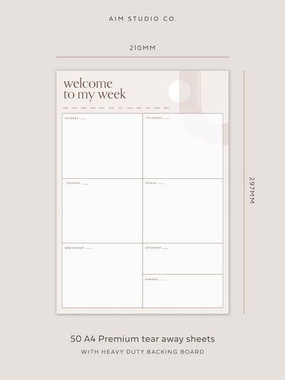 A4 sized tear away sheets desk planner pad with weekly view