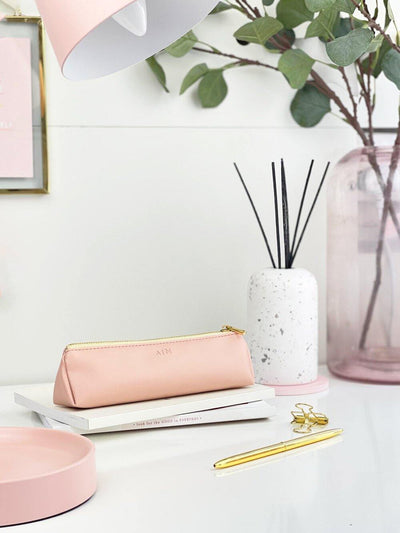 Blush Pink Leather Pencil Case - Stationery & Office Desk Accessories | AIM Studio Co
