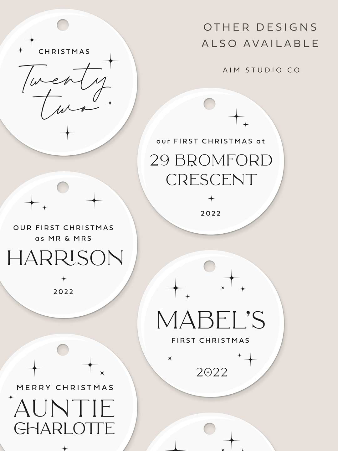 Personalised Family Name Ceramic Christmas Bauble Set