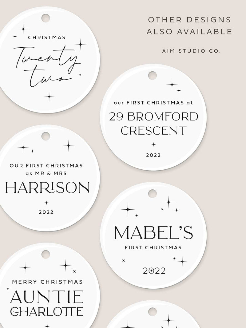 Personalised Family Name Ceramic Christmas Bauble Set