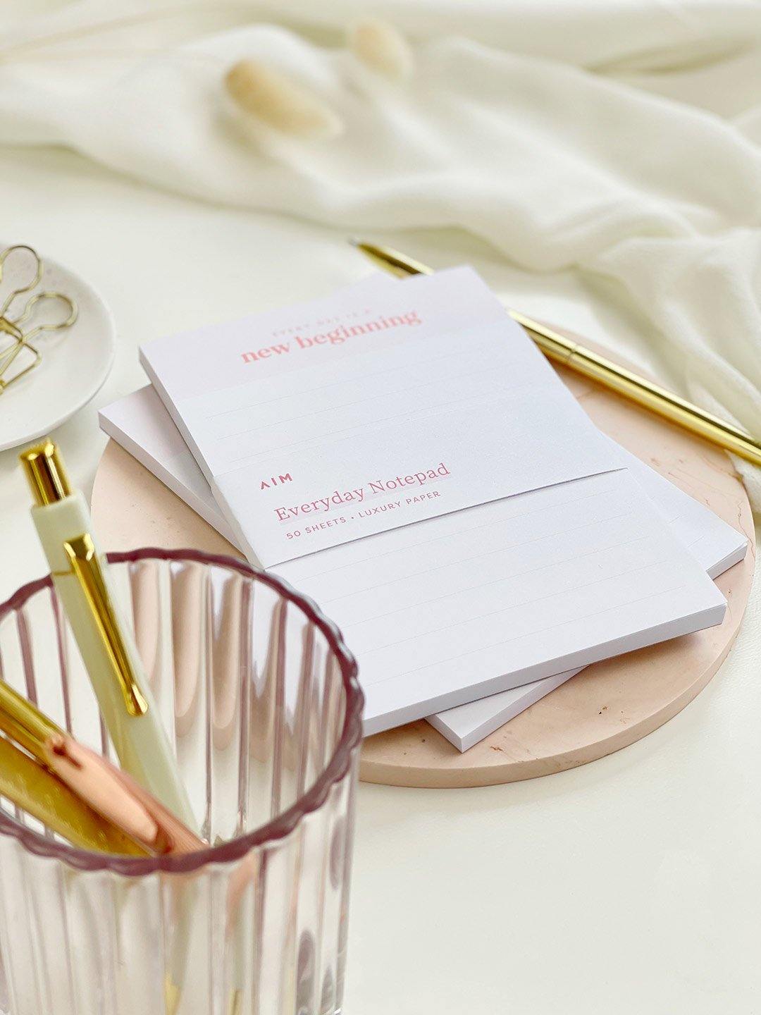 Angled Notepad A6 Everyday Notepad, Pink Lined Notepad by AIM Studio Co – Stationery ...