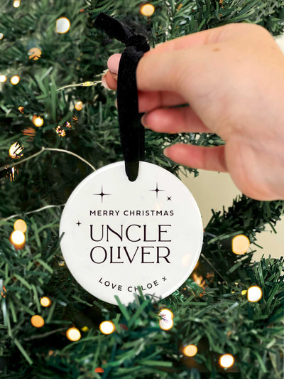 Personalised Ceramic Tree Decoration for Uncle or Auntie