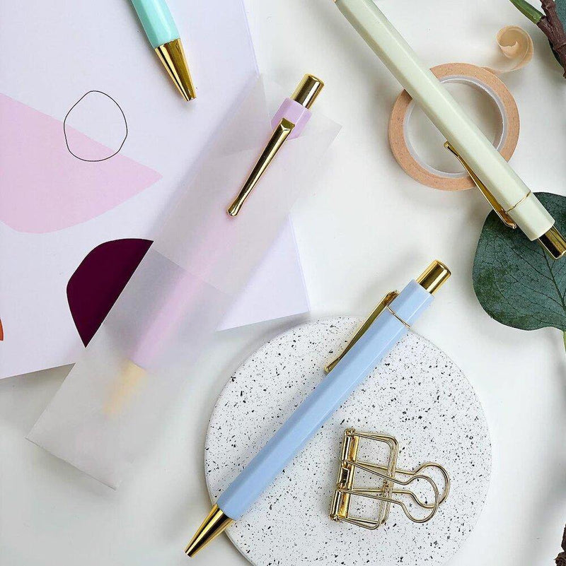 Pastel and Gold Ball Point Hexagonal Pen - Stationery & Office Desk Accessories | AIM Studio Co