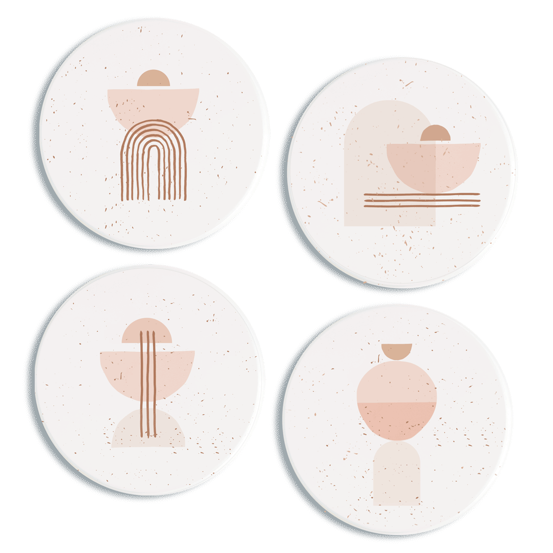 Set of Four Boho Ceramic Coasters