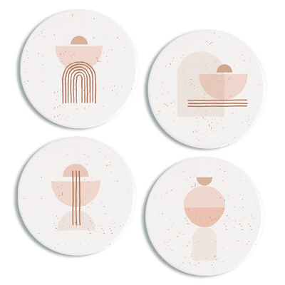 Set of Four Boho Ceramic Coasters