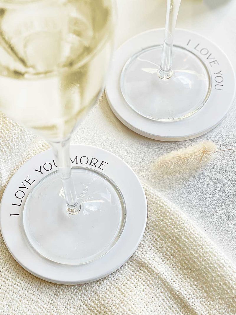 Set of Two "I love you more" Couples Coasters