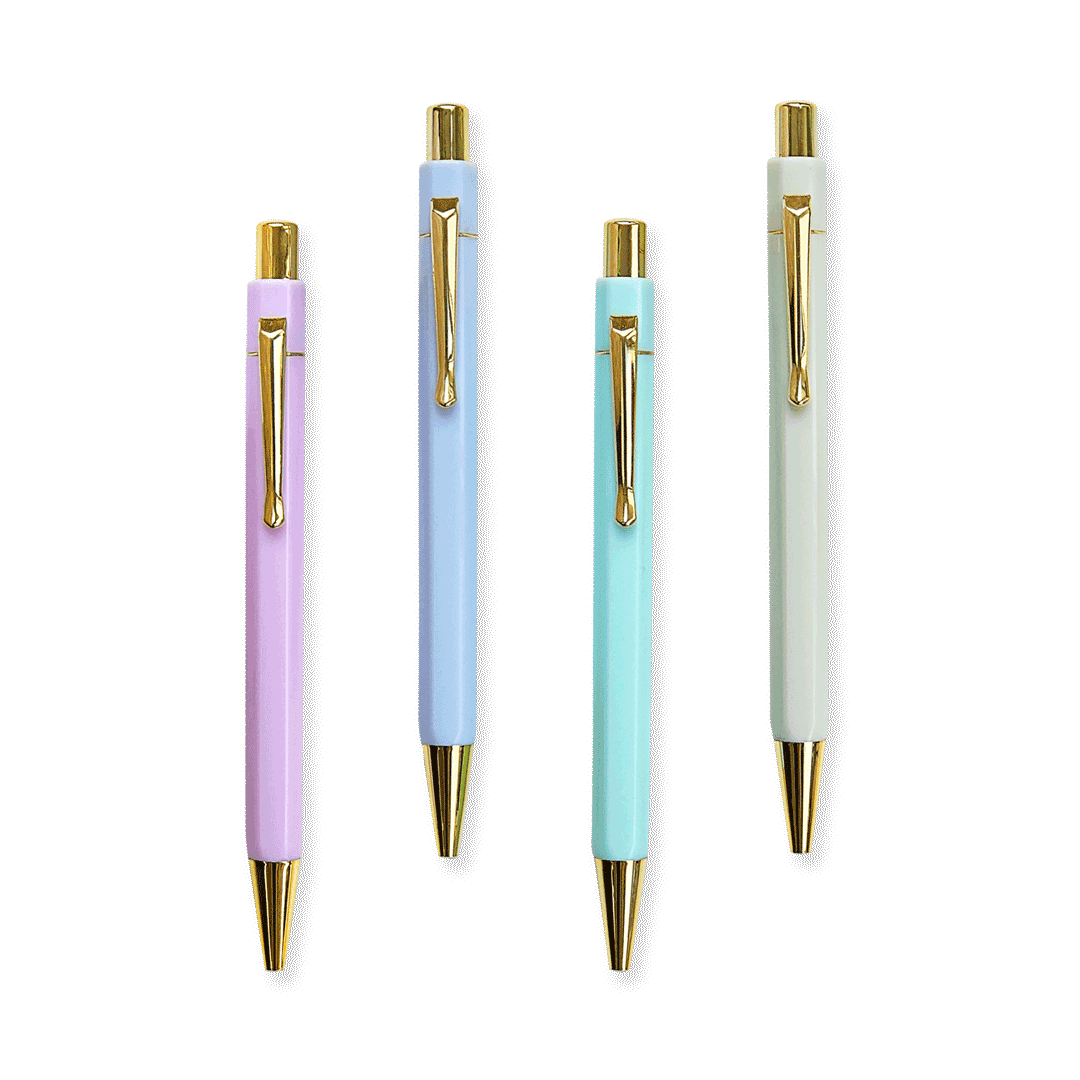 Pastel and Gold Ballpoint Hexagonal Pen - Stationery & Office Desk Accessories | AIM Studio Co