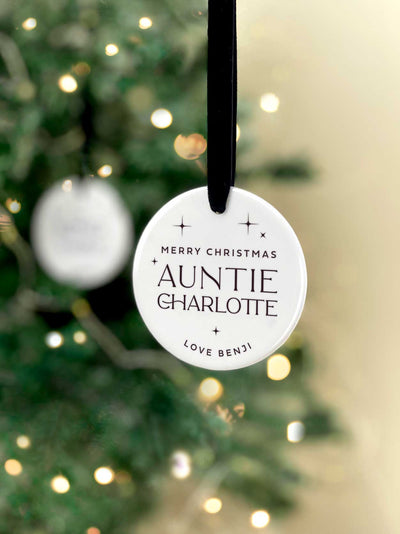 Personalised Ceramic Tree Decoration for Uncle or Auntie